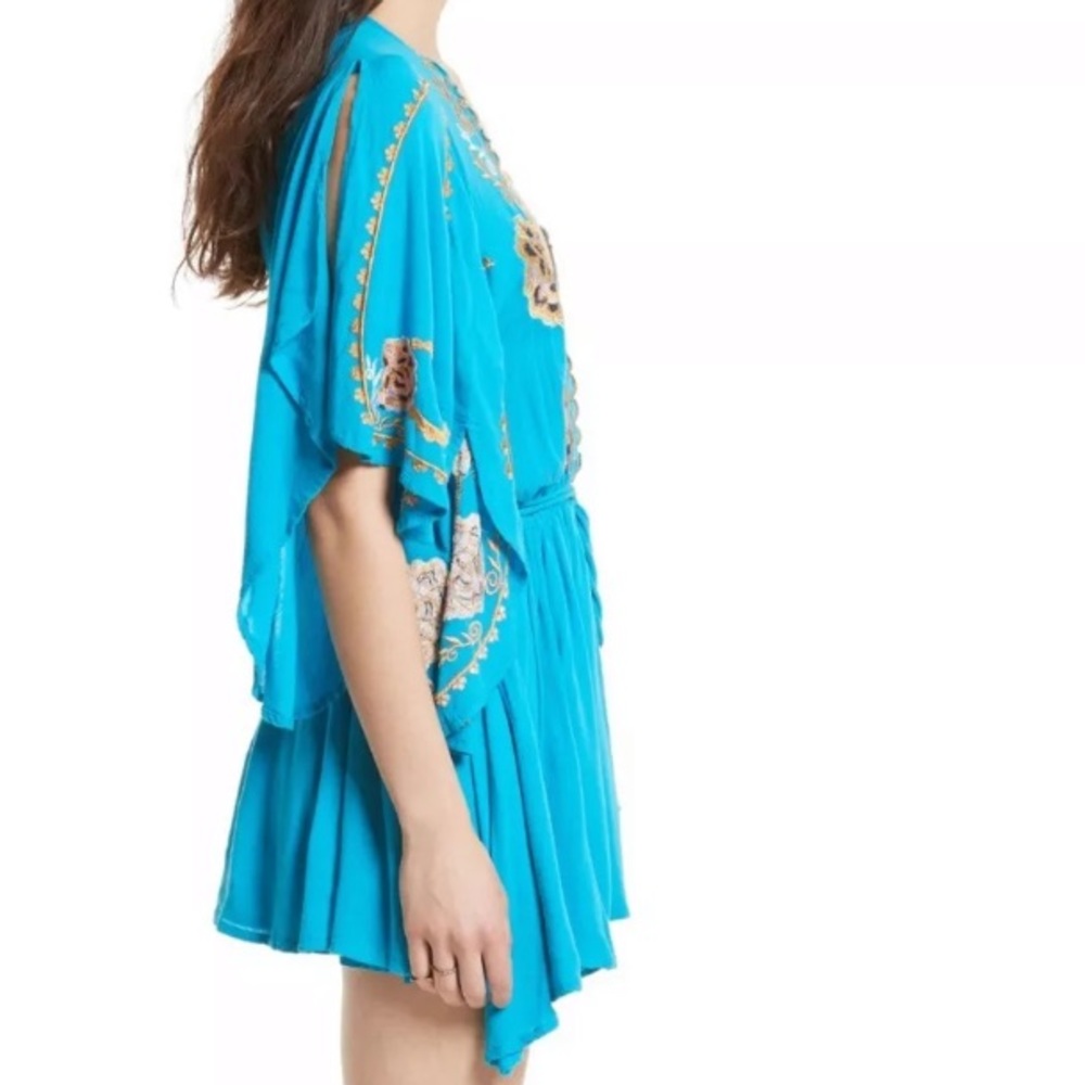 NWT Free people turquoise Cora embroidered dress - Picture 4 of 8